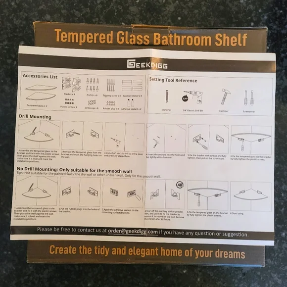 GeekDigg 2-pack glass shower shelves - Picture 4 of 14